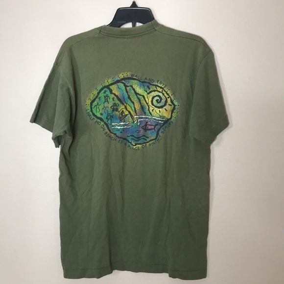 Vintage fruit of the loom heavy tag half moon beach unisex T-shirt size large - Picture 9 of 12